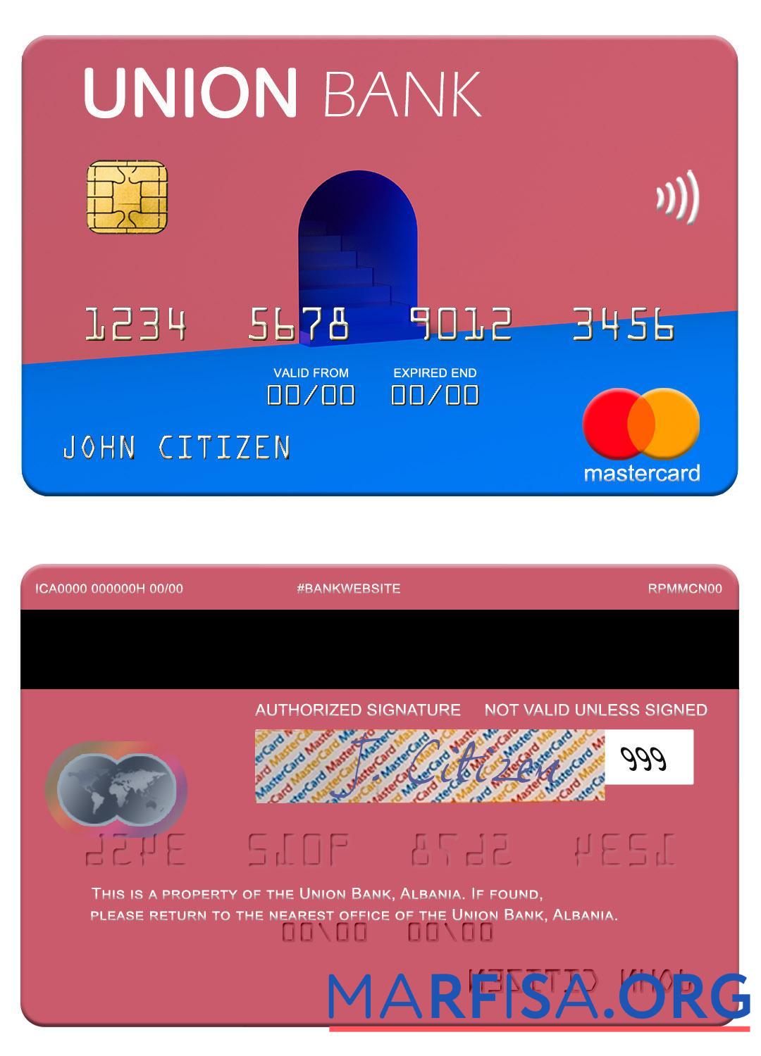 Downloadable Albania Union Bank mastercard template